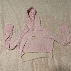 pink cropped gymshark hoodie